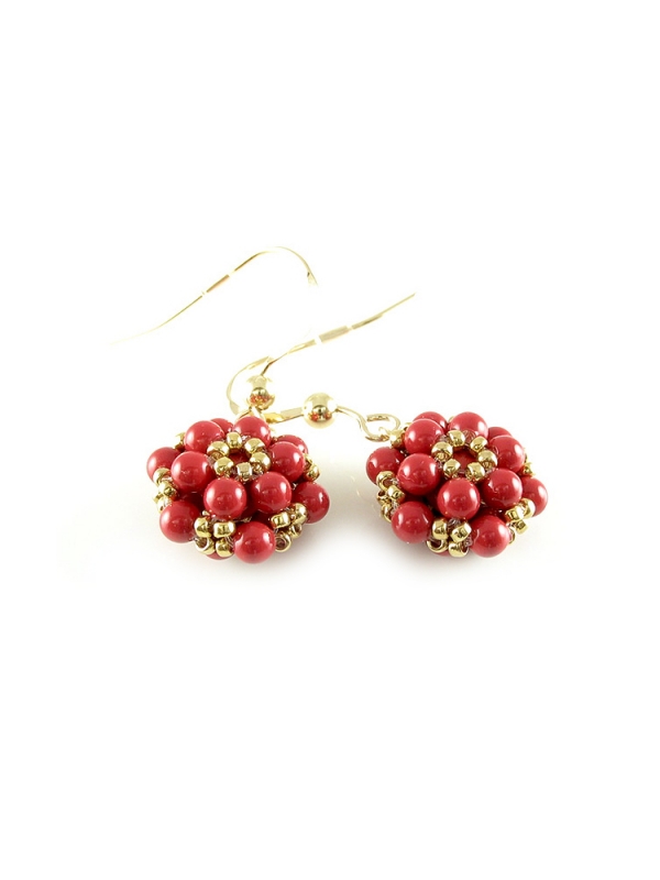 Dangle earrings by Ichiban - Daisies Red Coral