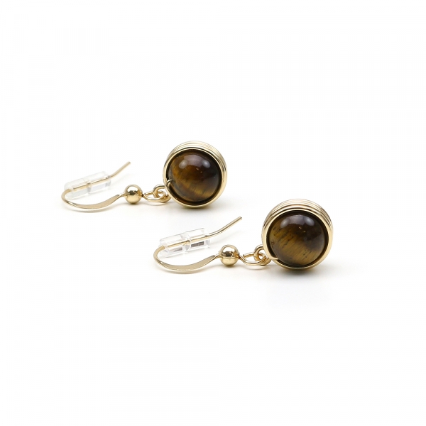 Dangle earrings by Ichiban - Busted Gemstone Tiger's Eye