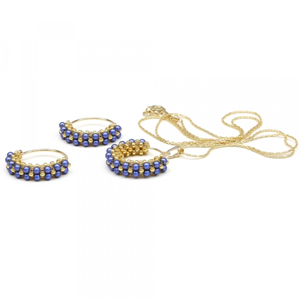 Set pendant and earrings by Ichiban - Primetime Pearls Iridescent Dark Blue