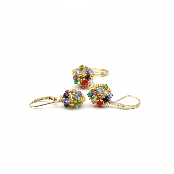 Set ring and leverback earrings by Ichiban - Daisies Multicolor