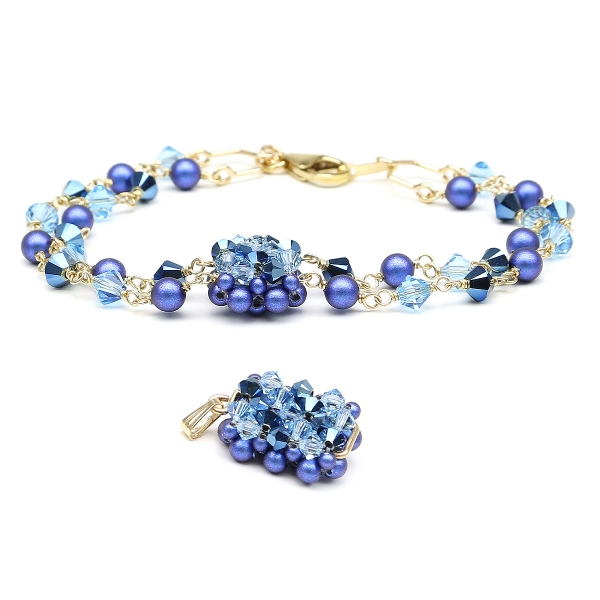 Set bracelet and chainless pendant by Ichiban - Majestic Blue