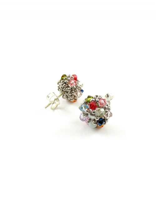 Stud earrings by Ichiban - Daisies Multicolor Light AG925