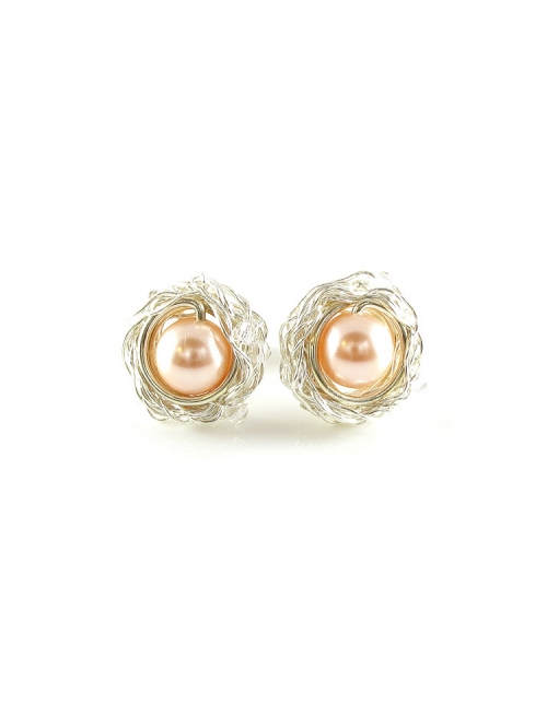 Silver stud earrings by Ichiban - Sweet Peach
