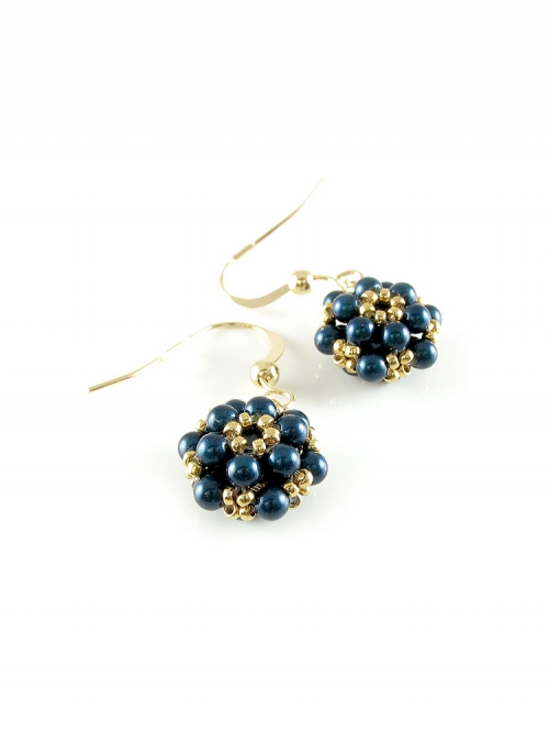 Dangle earrings by Ichiban - Daisies Petrol - limited edition