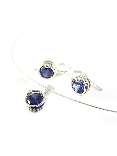 Set pendant and earrings by Ichiban - Busted Silver Dark Blue