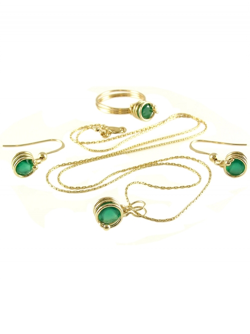 Set pendant, ring and earrings by Ichiban - Busted Deluxe Green Onyx