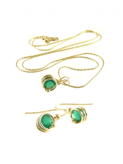 Set pendant and earrings by Ichiban - Busted Deluxe Green Onyx