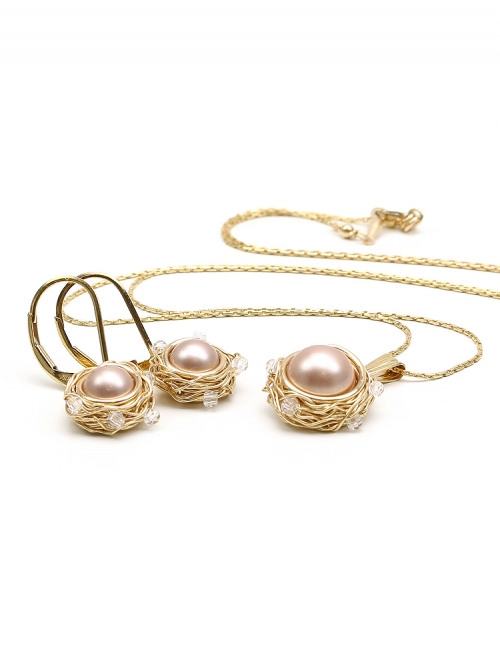 Sweet Almond set - pendant and leverback earrings