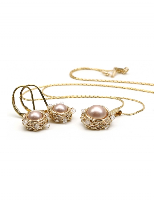 Sweet Almond set - pendant and leverback earrings