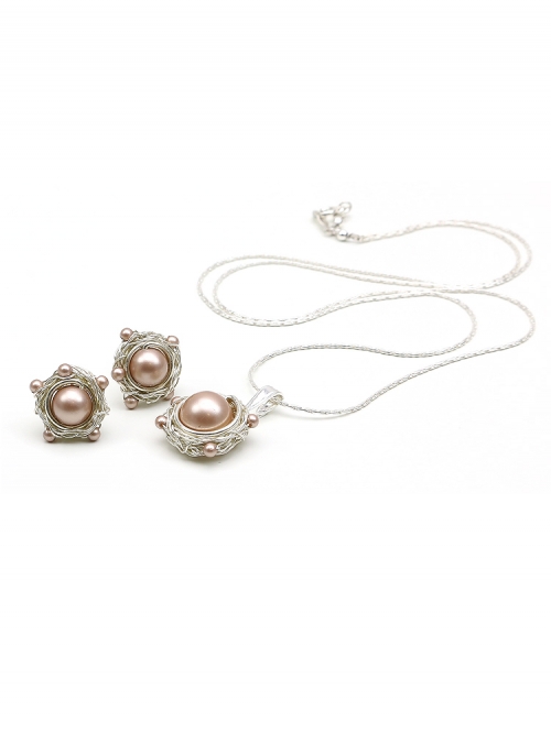 Set pendant and stud earrings by Ichiban - Sweet Almond 925 Silver