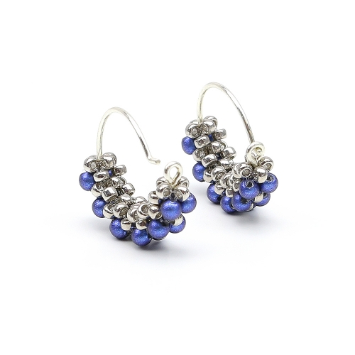 Earrings by Ichiban - Minidiva Pearls Iridescent Dark Blue 925 Silver
