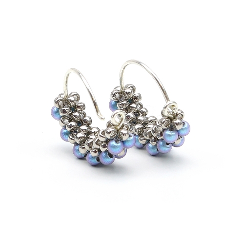 Earrings by Ichiban - Mini Diva Pearls iridescent Light Blue 925 Silver