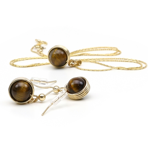 Set pendant and earrings by Ichiban - Busted Gemstone Tiger's Eye