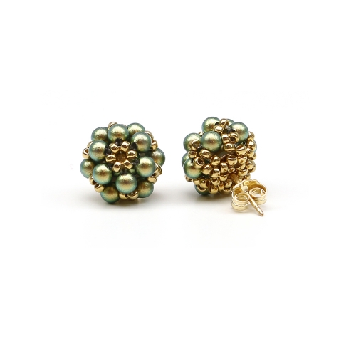 Daisies Iridescent Green - stud earrings