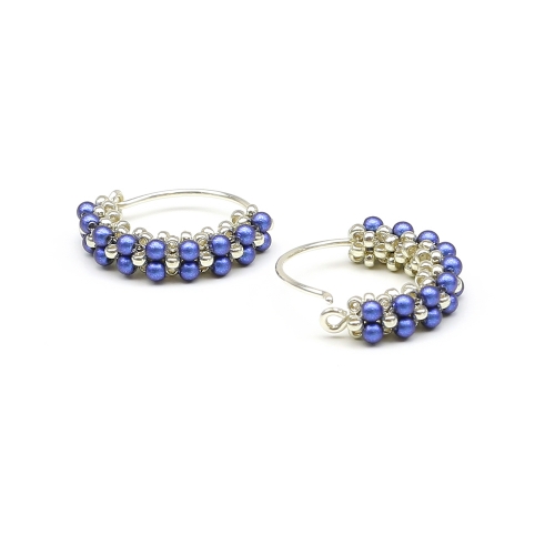Earrings by Ichiban - Primetime Pearls Iridescent Dark Blue 925 Silver