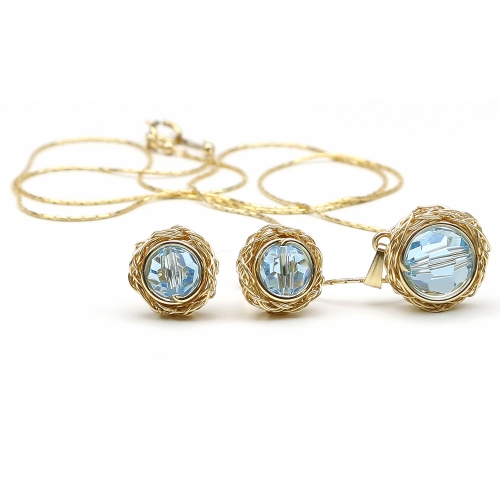 Set pendant and stud earrings by Ichiban - Sweet Aquamarine