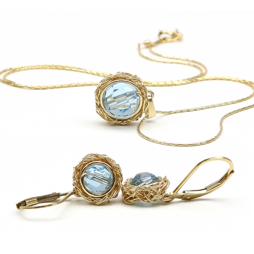 Set pendant and leverback earrings by Ichiban - Sweet Aquamarine