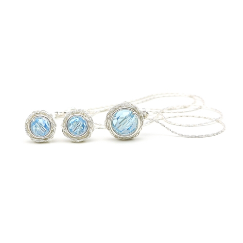Set pendant and stud earrings by Ichiban - Sweet Aquamarine AG925
