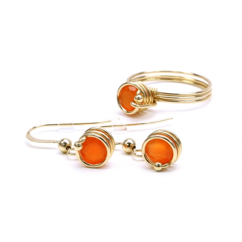 Set ring and earrings by Ichiban - Busted Deluxe Carnelian