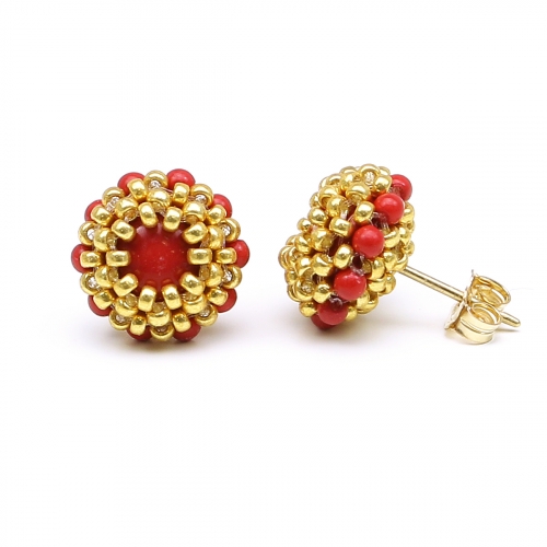 Stud earrings by Ichiban - Teeny Tiny Red Coral