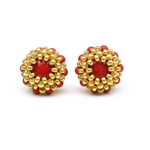 Stud earrings by Ichiban - Teeny Tiny Red Coral