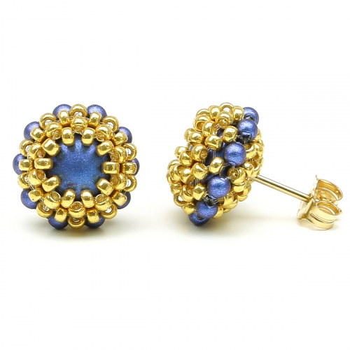 Stud earrings by Ichiban - Teeny Tiny Iridescent dark blue