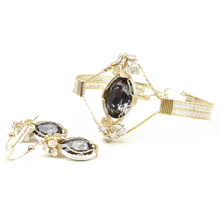 Set bracelet and dangle earrings by Ichiban - Royal Silver Night