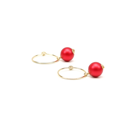 Earrings by Ichiban - Circle Pearls Rouge