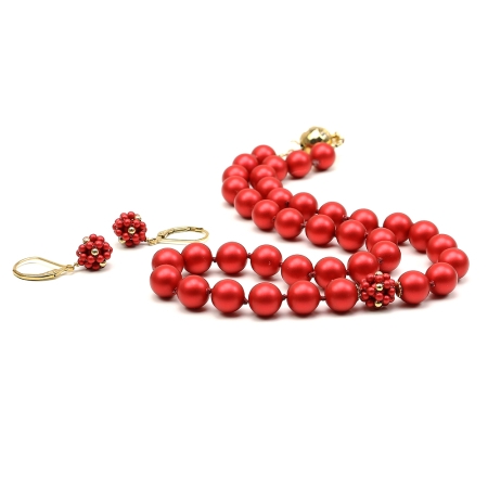 Necklace and leverback earrings set, Ichiban - Classic Rouge