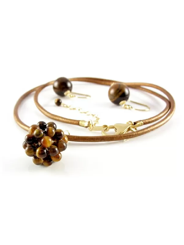 Set pendant and dangle earrings by Ichiban - Tiger's Eye