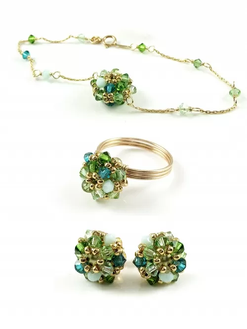 Set inel, bratara si cercei cu surub, Ichiban - Daisies Herba Fresca 