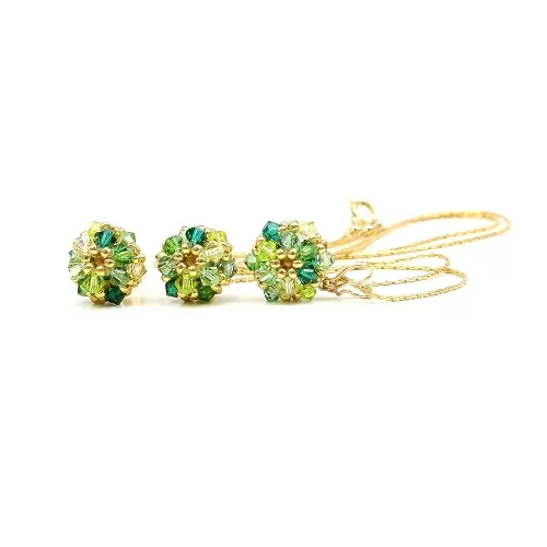 Set pandantiv si cercei cu surub, Ichiban - Daisies Herba Fresca