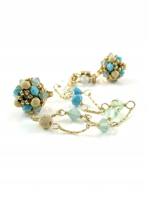 Set bratara si cercei cu surub, Ichiban - Stardust Turquoise