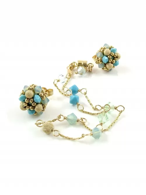 Set bratara si cercei cu surub, Ichiban - Stardust Turquoise