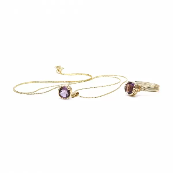 Set pandantiv si inel, Ichiban - Busted Deluxe Brazilian Amethyst 