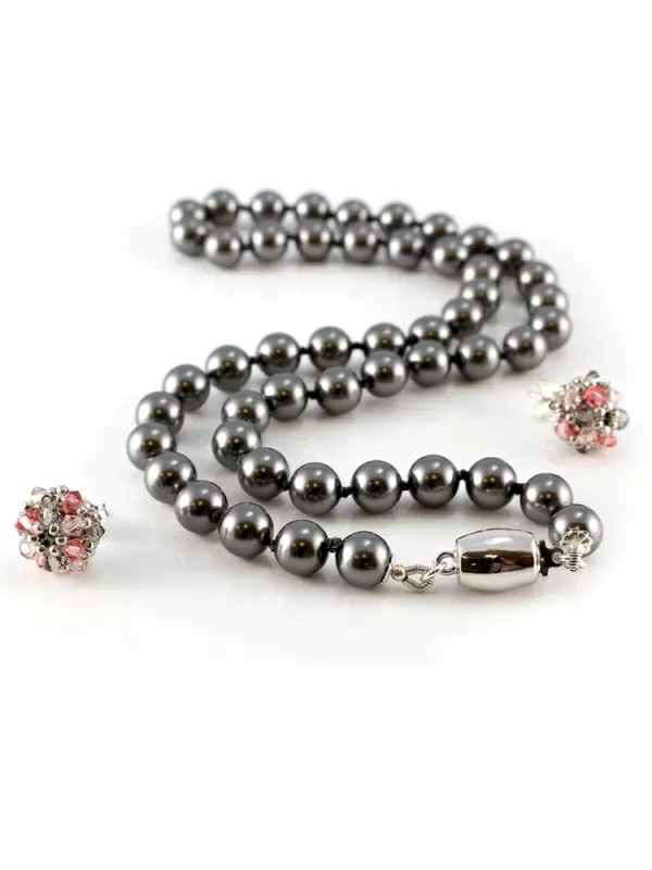 Set colier si cercei cu surub Ichiban - Desire Dark Grey 