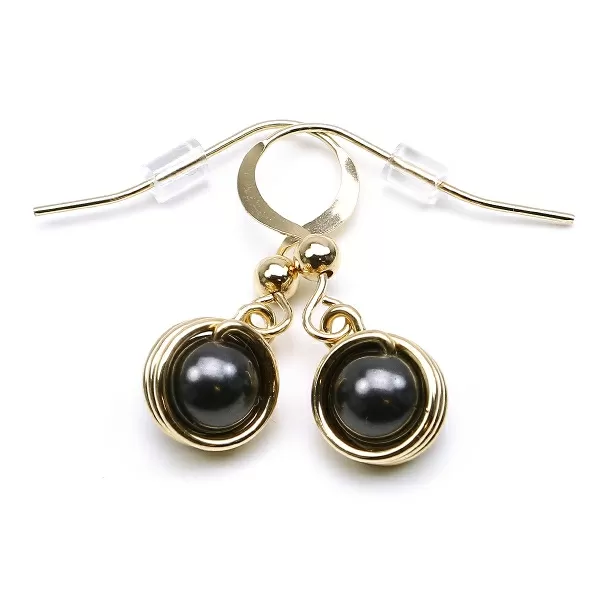 Earrings by Ichiban - Busted Pearls Black