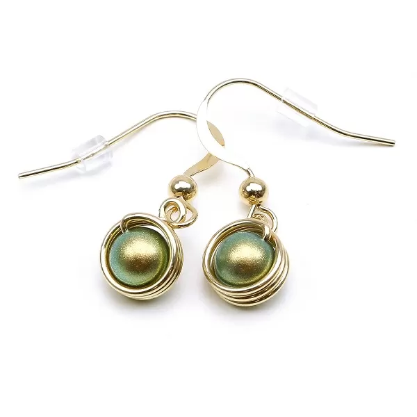 Cercei cu tortite, Ichiban - Busted Pearls Iridescent Green 