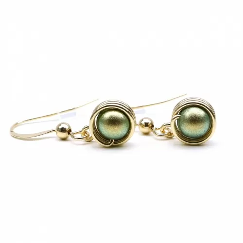 Cercei cu tortite, Ichiban - Busted Pearls Iridescent Green 