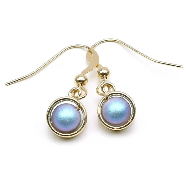Cercei cu tortite, Ichiban - Busted Pearls Iridescent Light Blue