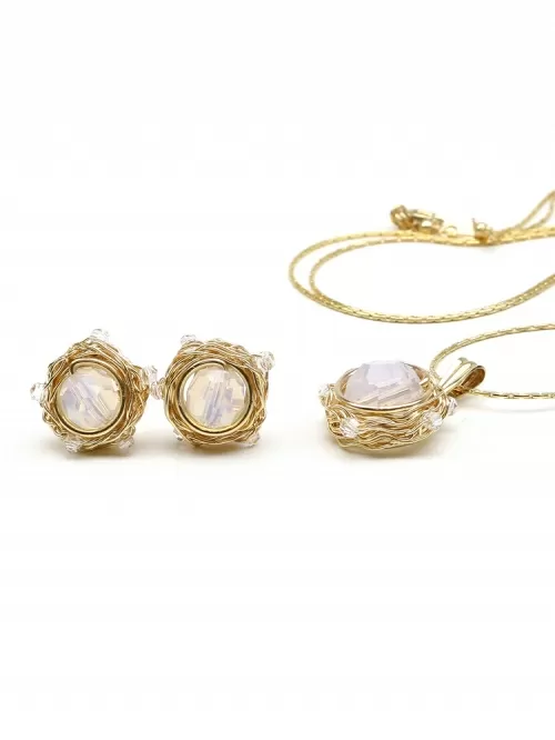 Sweet Opaline set - pandantiv si cercei surub