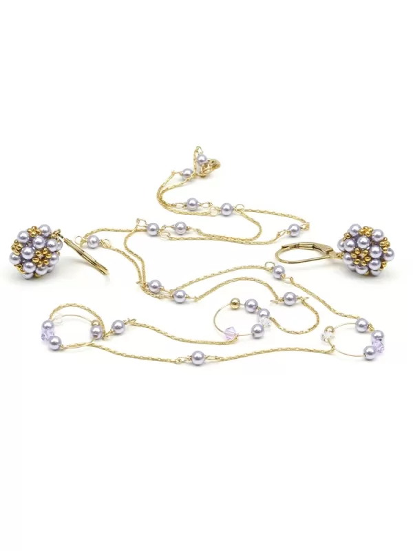 Set necklace and leverback earrings by Ichiban - Fineline Lavander Circle