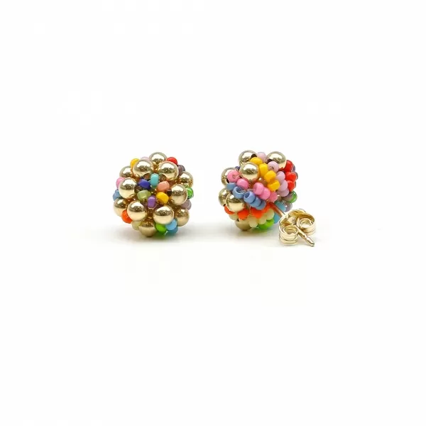 Stud earrings by Ichiban - Golden Daisies Miyuki Multicolor