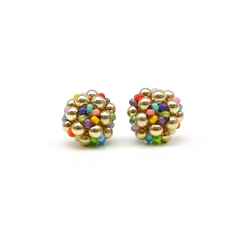 Cercei cu surub, Ichiban - Golden Daisies Miyuki Multicolor