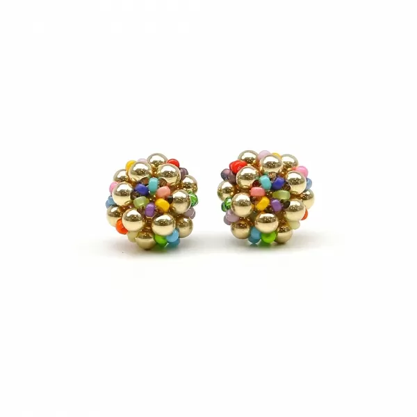 Stud earrings by Ichiban - Golden Daisies Miyuki Multicolor