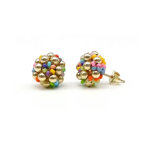 Stud earrings by Ichiban - Golden Daisies Miyuki Multicolor