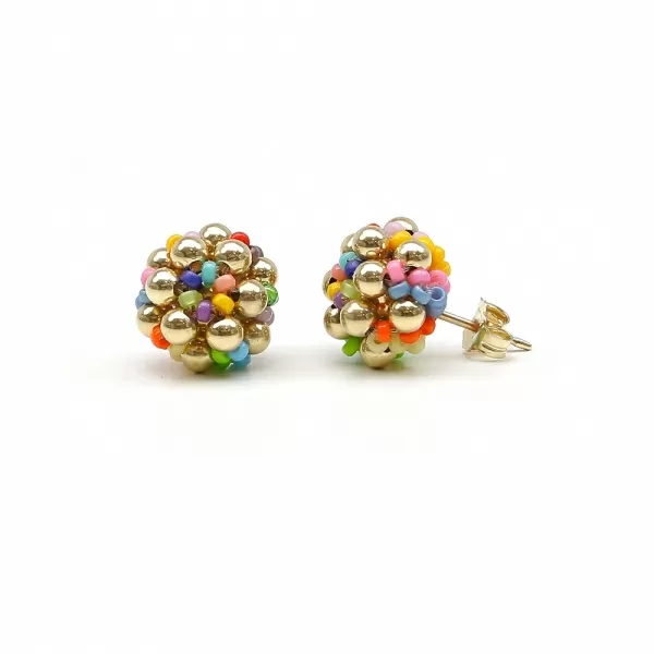 Stud earrings by Ichiban - Golden Daisies Miyuki Multicolor