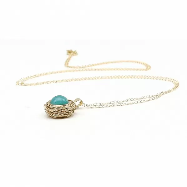 14K Yellow gold Gemstone pendant - Sweet Amazonite
