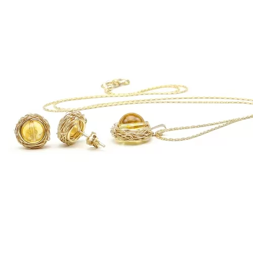 Set pendant and stud earrings by Ichiban - Sweet Citrine