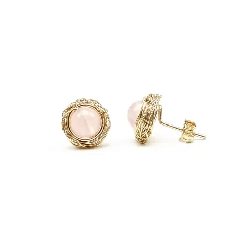 Gemstone stud earrings by Ichiban - Sweet Quart Rose
